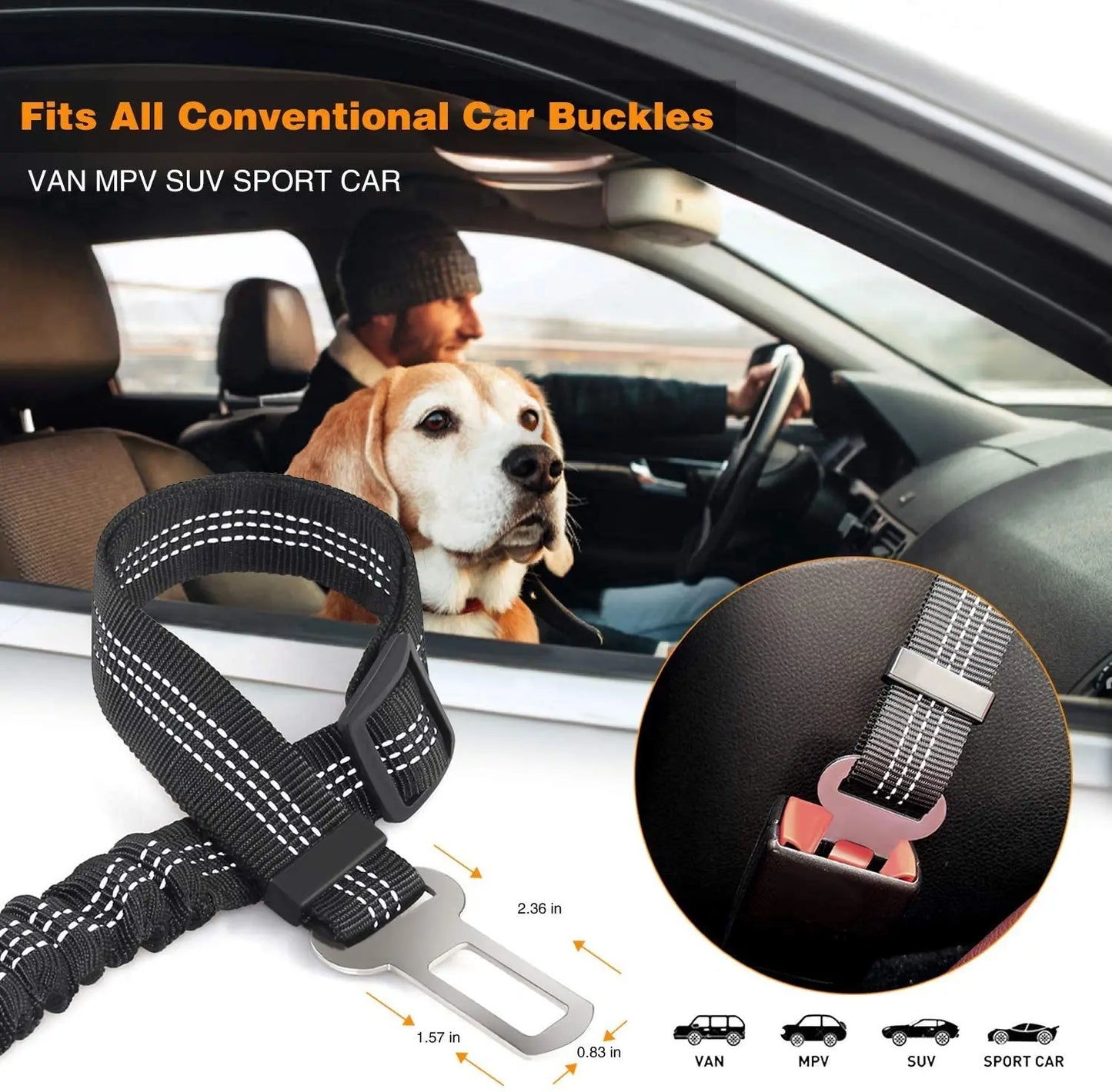 Dog Seat Belt Adjustable Pet Car leash Harness Safety Leads for Vehicle  Elastic Car Safety Belt