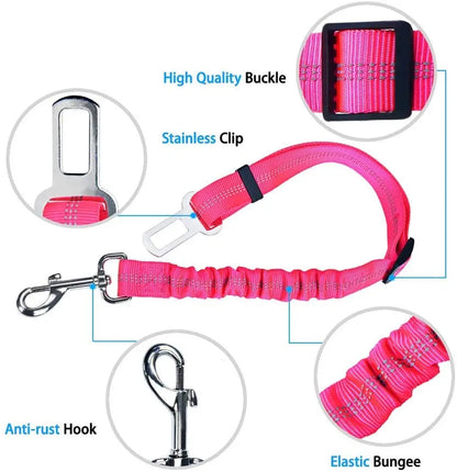 Dog Seat Belt Adjustable Pet Car leash Harness Safety Leads for Vehicle  Elastic Car Safety Belt