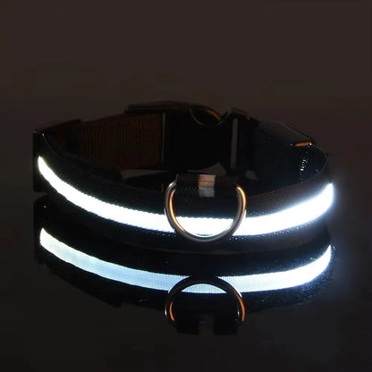 Nylon LED Adjustable Dog Collar Safety Glowing Luminous Collar Dog Night Light Pet Safety Collar For Small Dogs Cat Accessories