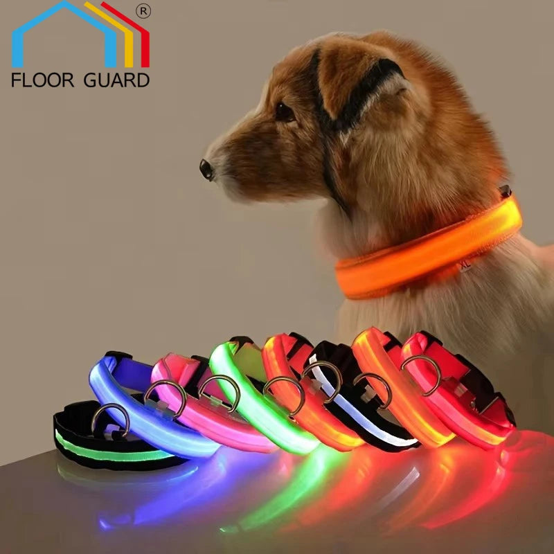 Nylon LED Adjustable Dog Collar Safety Glowing Luminous Collar Dog Night Light Pet Safety Collar For Small Dogs Cat Accessories