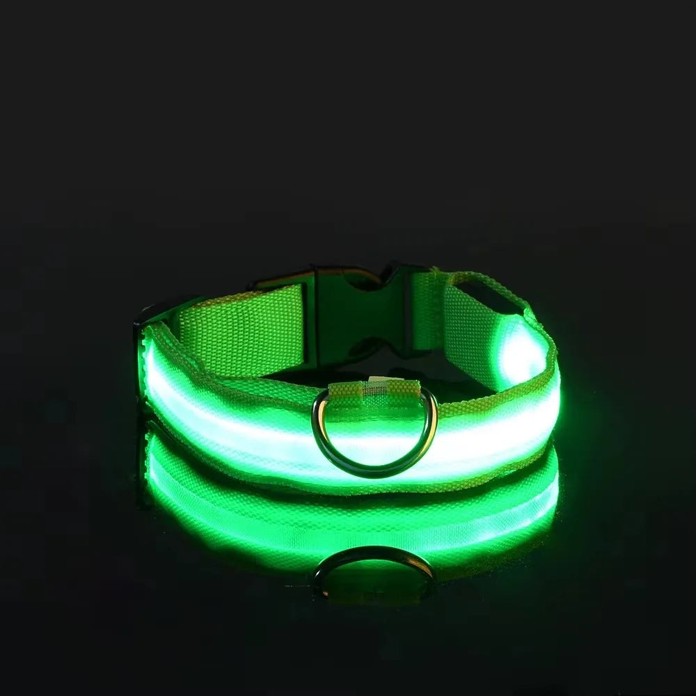 Nylon LED Adjustable Dog Collar Safety Glowing Luminous Collar Dog Night Light Pet Safety Collar For Small Dogs Cat Accessories