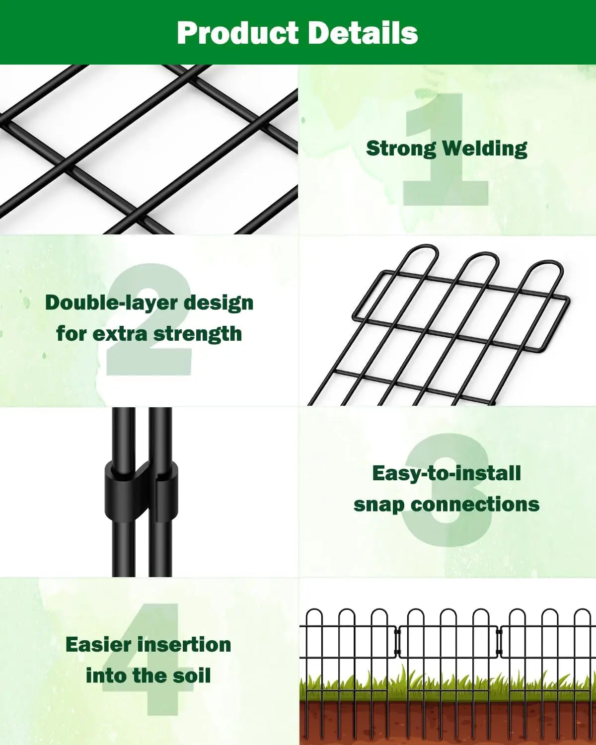 25 piece set of animal fence, no excavation decoration garden fence, rust proof metal dog and rabbit barrier fence