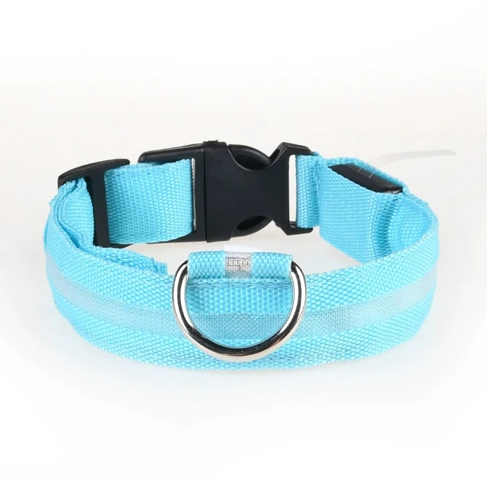 Nylon LED Adjustable Dog Collar Safety Glowing Luminous Collar Dog Night Light Pet Safety Collar For Small Dogs Cat Accessories